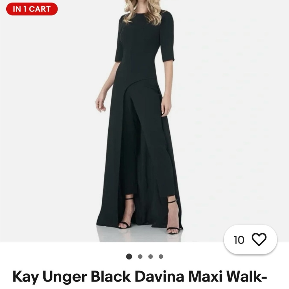 Kay Unger Black 3/4 Sleeve Cocktail Jumpsuit with pockets!